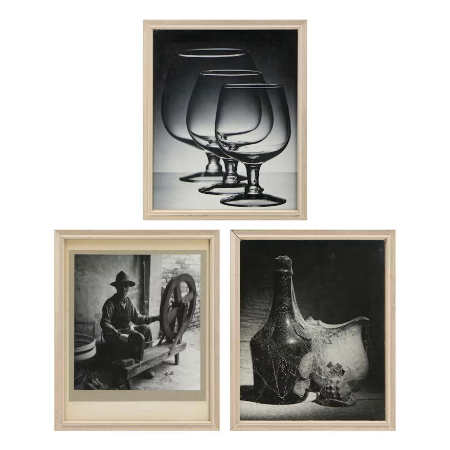 Framed William E. Snyder silver gelatin prints including Spinning a Mood and two untitled photographic works