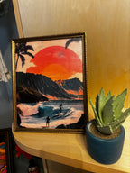 California Surfing Sunset Canvas Art, 8 x 10