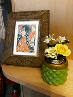 Retro Girl Art Print in Mid-Century Modern Gold Mesh Frame, 8 x 10