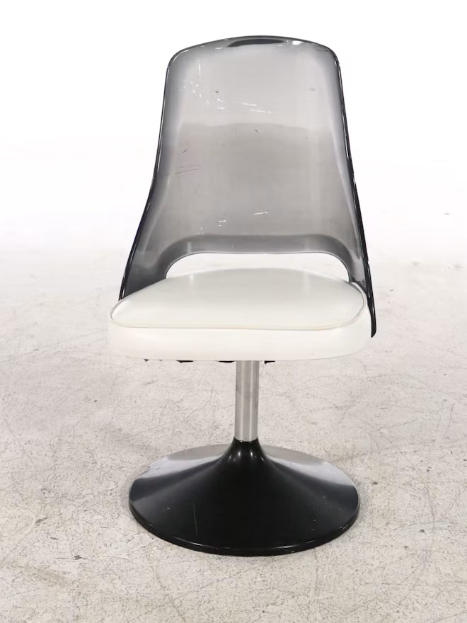 Mid-Century Space Age Smoked Lucite Swivel Side Chair