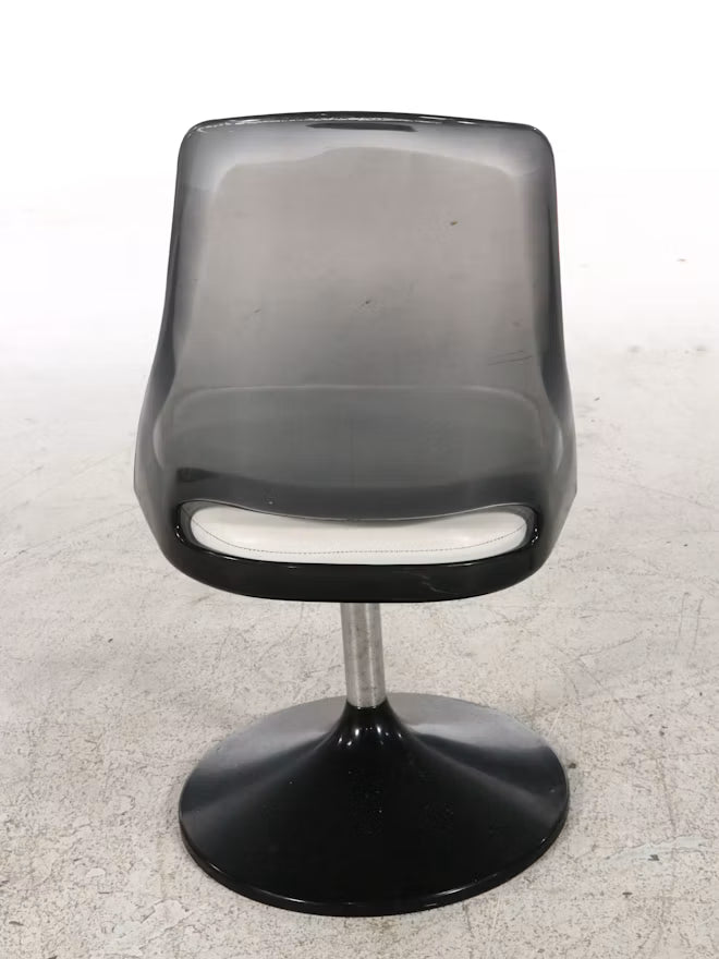 Mid-Century Space Age Smoked Lucite Swivel Side Chair