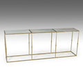 Contemporary Brass-Finished Faux Marble Console Table shown in the product listing