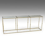 Contemporary Brass-Finished Faux Marble Console Table shown in the product listing