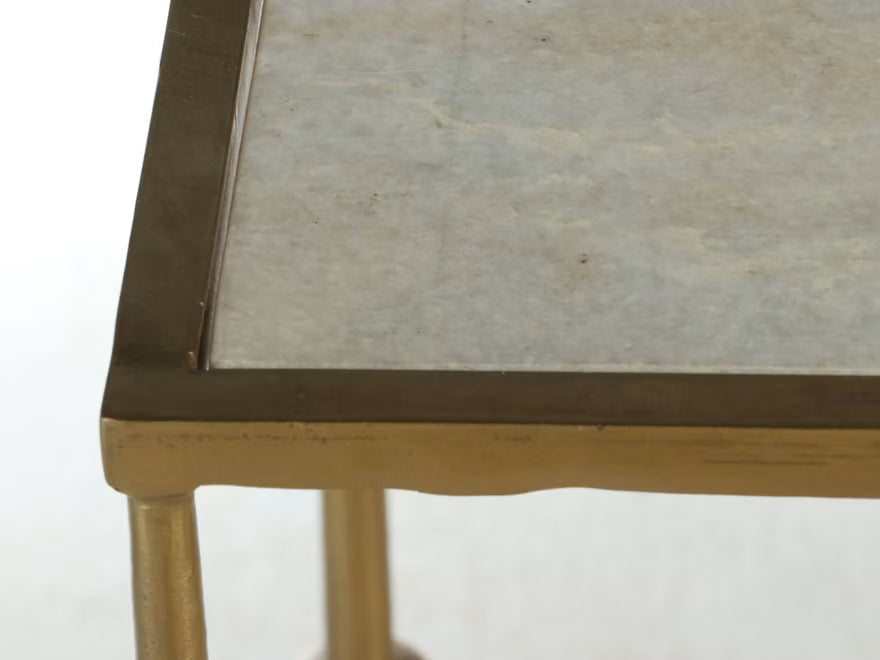 Contemporary Brass-Finished Faux Marble Console Table