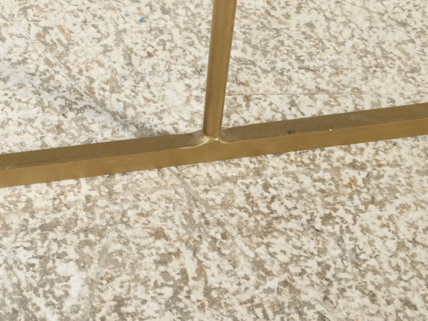 Contemporary Brass-Finished Faux Marble Console Table