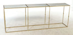 Contemporary Brass-Finished Faux Marble Console Table
