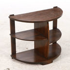 Pair of Dark Wood Demilune Tiered Side Tables