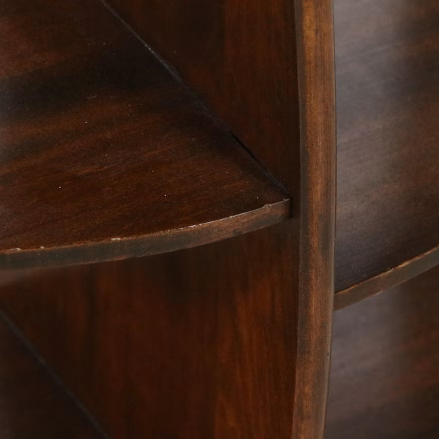 Pair of Dark Wood Demilune Tiered Side Tables