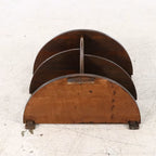 Pair of Dark Wood Demilune Tiered Side Tables