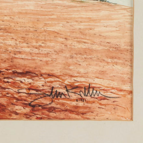 Autumnal Homestead Landscape Watercolor, 1981