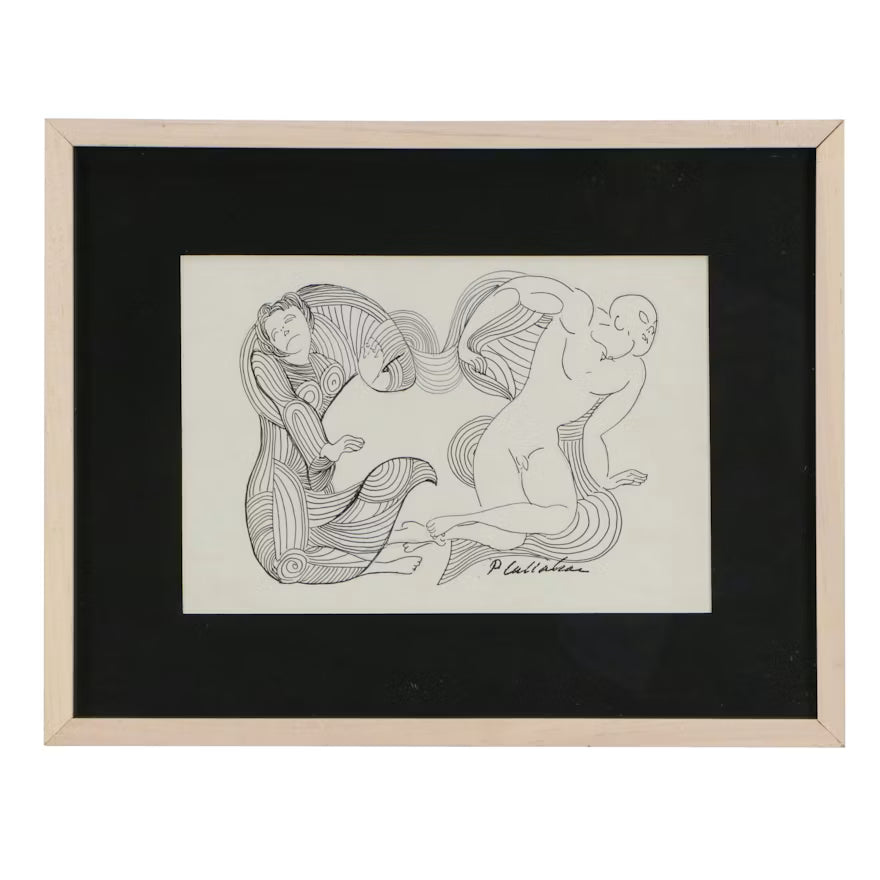 Phillip Callahan Abstracted Figures Ink and Graphite Drawing shown in the product listing