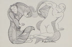 Phillip Callahan Abstracted Figures Ink and Graphite Drawing