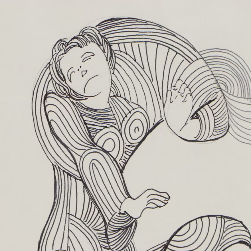 Phillip Callahan Abstracted Figures Ink and Graphite Drawing