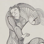 Phillip Callahan Abstracted Figures Ink and Graphite Drawing