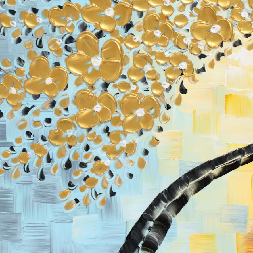 Contemporary Stylized Flowering Tree Acrylic Painting