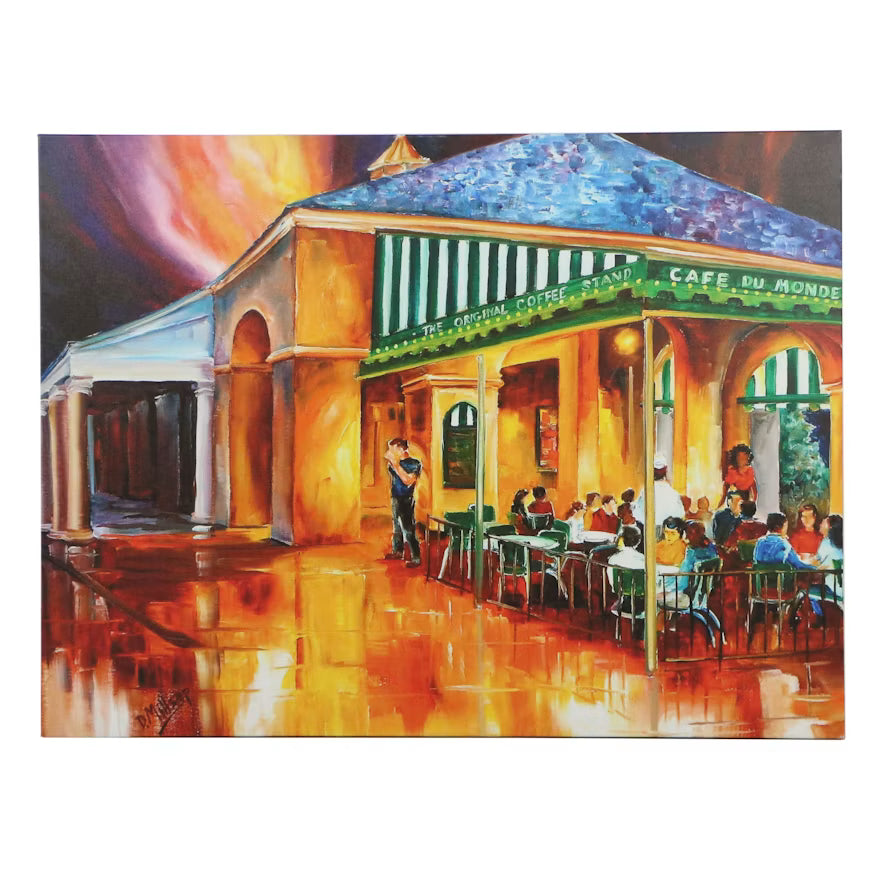 Diane Millsap Midnight at the Cafe du Monde Giclee on Canvas shown in the product listing