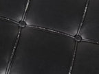 Barcelona-Style Black Leather and Chrome Ottoman