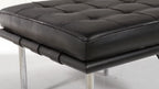 Barcelona-Style Black Leather and Chrome Ottoman