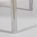 Barcelona-Style Black Leather and Chrome Ottoman