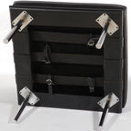 Barcelona-Style Black Leather and Chrome Ottoman