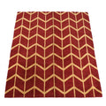 Hand-Knotted Indian Red and Beige Chevron Wool Area Rug, 8 x 10 shown in the product listing