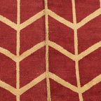 Hand-Knotted Indian Red and Beige Chevron Wool Area Rug, 8 x 10