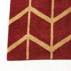 Hand-Knotted Indian Red and Beige Chevron Wool Area Rug, 8 x 10