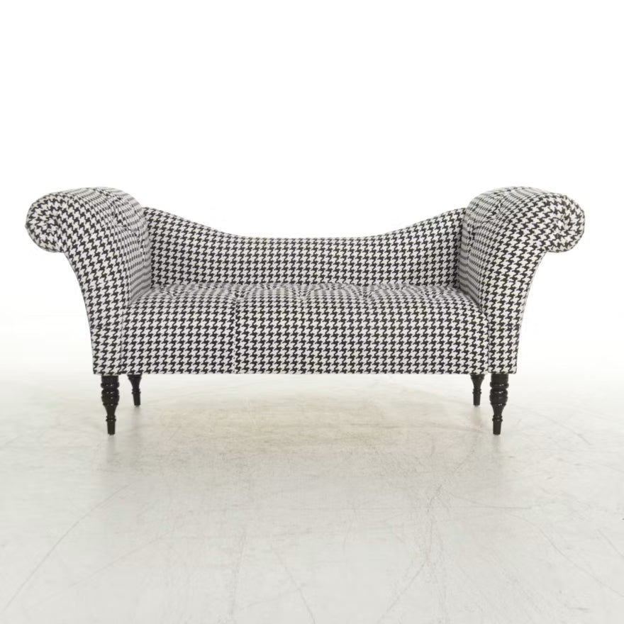 Skyline Furniture Black and White Houndstooth Settee