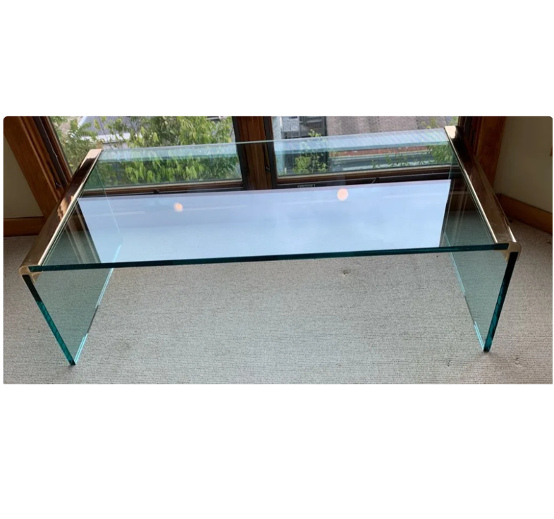 Rare Leon Rosen for Pace Glass Waterfall Table