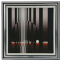 Framed Patrice Breteau Altitude IV Op Art serigraph featuring geometric abstract forms and optical illusion design, circa 1979