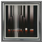 Framed Patrice Breteau Altitude IV Op Art serigraph featuring geometric abstract forms and optical illusion design, circa 1979